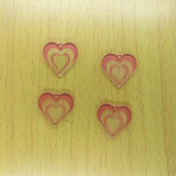 10шт Акрилни сърца-талисмани с Анимационни Двойно Сърце-окачване Обици-висулки 