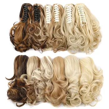 Светли смесени завязки във формата на конска опашка, дълга къдрава коса за удължаване, синтетични изкуствена коса, за жени, косата, формата на конска опашка, удължаване на коса 0