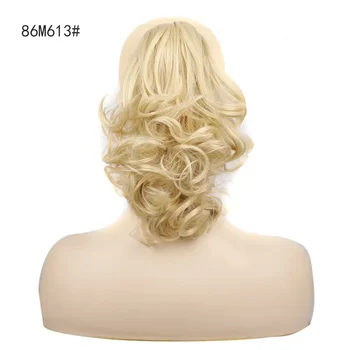 Светли смесени завязки във формата на конска опашка, дълга къдрава коса за удължаване, синтетични изкуствена коса, за жени, косата, формата на конска опашка, удължаване на коса 1