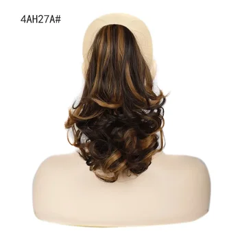 Светли смесени завязки във формата на конска опашка, дълга къдрава коса за удължаване, синтетични изкуствена коса, за жени, косата, формата на конска опашка, удължаване на коса 2