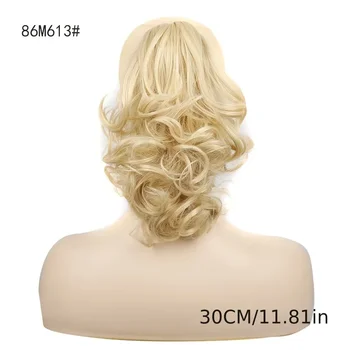 Светли смесени завязки във формата на конска опашка, дълга къдрава коса за удължаване, синтетични изкуствена коса, за жени, косата, формата на конска опашка, удължаване на коса 5