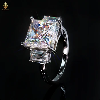 Стерлинговое сребро 925 проба, Луксозно Годежен пръстен с диамант VVS цвят Moissante D, 3 камък, за жени, бижута, Сватбен подарък