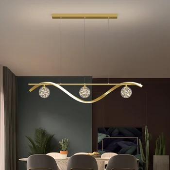 2023 Съвременната скандинавска led полилей за трапезария Лампа за вътрешно осветление на ресторанта Кухненски остров Начало декор Стъклена окачена лампа