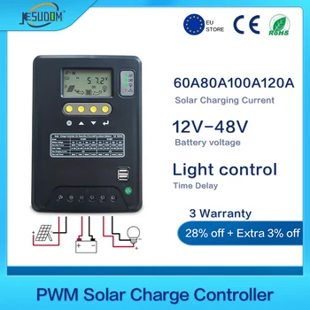 12V24V36V48V 60A80A100A120A LCD PWM Напрежение Слънчев Контролер Батерия с Фотоклетка Панел Зарядно Устройство и Регулатор на Лампи 800 W ~ 6400 W