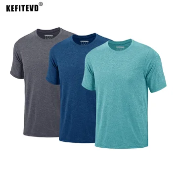 KEFITEVD, 3 опаковки на летните быстросохнущих тениски, мъжки спортни тениски за движение, ежедневни тениски за тренировки във фитнеса, леки ризи
