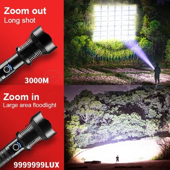 Сверхяркие led светлини XHP360 висока мощност 99999LM USB Перезаряжаемое осветление Фенер с телескопическим увеличение 3000 м Лампа за къмпинг 2