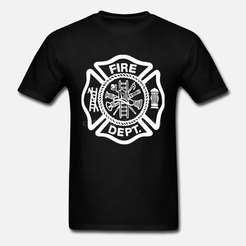 Новост 2019 година, Популярната мъжка тениска добре позната марка с кръгла яка, пожарникар, спасител, БЯЛА тениска с графичен принтом