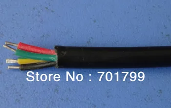 100 м/лот 4-пинов (черно-червено-зелено-жълто) кабел за осветление на пикселите, с черно PVC покритие