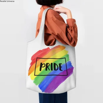 Kawai Дъга ЛГБТ Pride Покупка Чанти-Тоут Рециклиране на Гей Лесбийки хранителни Стоки Платно Рамо Чанта За Пазаруване Снимки Чанта Подарък