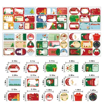 Лични бележки Подарък за печатане на Етикети с етикетите 108 бр./12 листа весела Коледа Подарък-Коледна опаковъчна хартия Декорации DIY Етикети 1