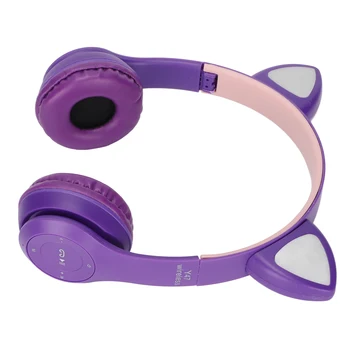 Мультяшная BT-слушалки с кошачьими уши, стабилна стерео уредба, удобна безжична BT-слушалки БТ 5.0, функция FM, 7 цвята за момичета и деца 1
