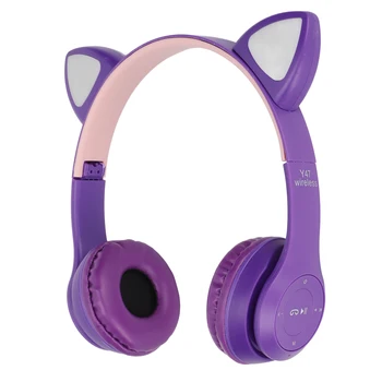 Мультяшная BT-слушалки с кошачьими уши, стабилна стерео уредба, удобна безжична BT-слушалки БТ 5.0, функция FM, 7 цвята за момичета и деца 5