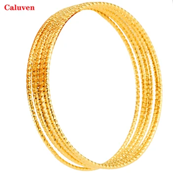 2 мм 6шт Нови Златни Индийски Гривни Африкански накити, Жълт на Цвят Ръчна Верига Дубайские Гривни за жени Сватбени подаръци