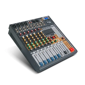 Дебра Audio EVA8 8-канален мини цифров DJ аудиомикшер с фейдером BT4.2 с ефект реверберация 16DSP 48V за запис на КОМПЮТЪР, миксиране на диапазони