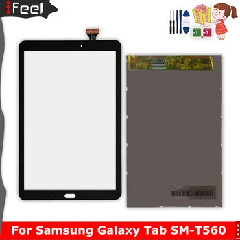 Новост за Samsung Galaxy Tab E SM-T560 T560 T561 Подмяна на дисплея 9,6-инчов Тъчпад Дигитайзер, Сензор Предно Стъкло + Инструмент
