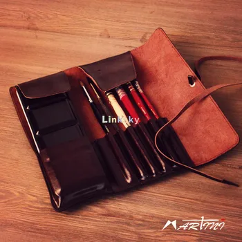 MAIRTINI побира 24-цветен кожена чанта за писалки с акварельным пигмента, креативную проста чантата, за писалка в ретро стил, многоцелевую