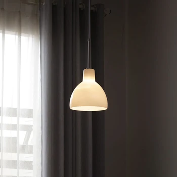 Окачен лампа от бяло стъкло в скандинавски датски стил, модерно нощно шкафче за спалня, хромирани подвесная лампа за хранене, висящ лампа за кухня.