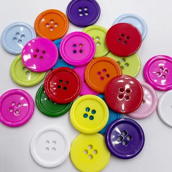 25шт 25 мм Многоцветни пластмасови копчета с 4 дупки на равна обратна страна, копчета за ризи, шевни принадлежности за дрехи MF13