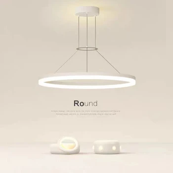 Модерна минималистичная led полилей за масата за хранене, творчески кръг лампа с един кръг, дизайнерски лампа в скандинавски стил за кабинет, хол, спалня.