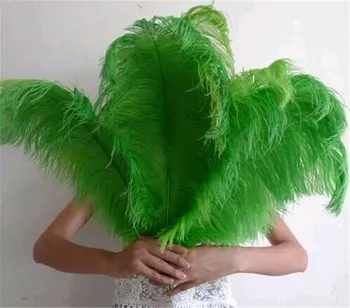 Продажба на едро на Зелени Страусиных Пера 15-75 см 6-30 Инча САМ Carnival Декор Парти, Сватба Бижута От Естествени Пера Страусиных 5