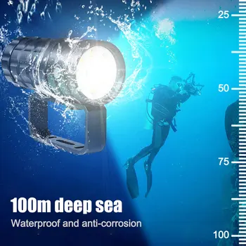Подводна лампа за гмуркане Супер ярко фенерче Преносим Водоустойчив фенер IPX8 Капацитет 10000ЛМ с подсветка тактически камери
