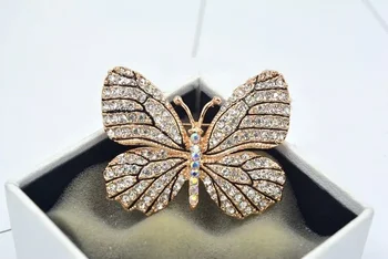 Новата европейска обтегач за шал, кристал от Австрия, благородна брошка-пеперуда, модерен женски корсаж за сватбени партита