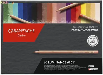 Цветни моливи Caran D ' Ache 6901 Luminance 20 цветя, Портрет, Постоянни, Кремаво грифель 3,8 мм за ясни линии