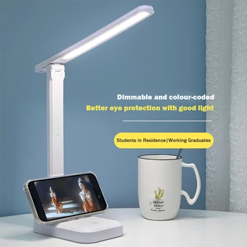 Светодиодна настолна лампа с регулируема яркост, защита за очите, Сензорен ключ, лампа за четене, градинска USB-акумулаторна безжична настолна лампа за къмпинг 0