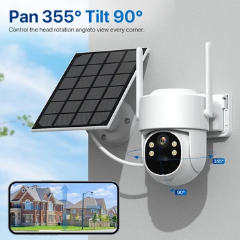 Слънчевата камера за Сигурност 4MP HD 4G с вашата СИМ-карта WiFi PTZ камера с Вградена Батерия 4MP PIR Human Wireless Camera APP iCSee 4