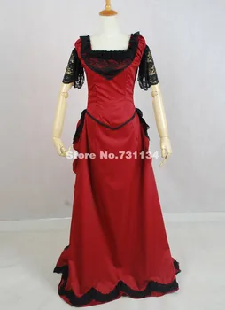 Гореща разпродажба Елегантни червени бални рокли с къс ръкав в стила на Викторианската суетата, костюми, Викториански бални рокли за партита 1