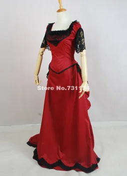 Гореща разпродажба Елегантни червени бални рокли с къс ръкав в стила на Викторианската суетата, костюми, Викториански бални рокли за партита 2
