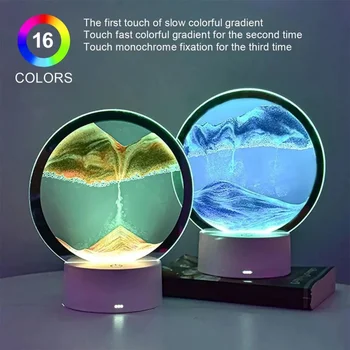 16 Видове цветя Дистанционно Лампа във формата На Пясъчен Часовник 3D Настолна Лампа За Рисуване с Пясък RGB Плаващите Пясъци на LED нощна светлина Нощни Декор за Спалня С Светлина