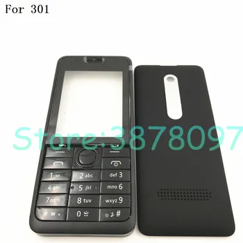 100% Оригинал за Nokia Asha 301 n301, версия с две карти, на капака на корпуса + английска клавиатура + Задната част на кутията на батерията с логото на