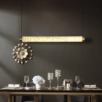 jmmxiuz Модерни медни полилеи с лампи дълга форма осветяват хола на луксозен домашен интериор от led мраморно подвесного лампа