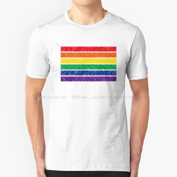 Scribble-шестицветный флаг Pride (облекло), тениска от 100% памук тениска Pride Rainbow Lgbtq