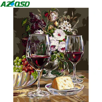 AZQSD за Оцветяване По Номера на Бира, Плодов Цвете, Ръчно Рисувани Боя По Номера За Възрастни Цветна Рисунка Върху Платно Стенно Изкуство