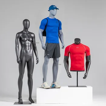 Черен, мускулест мъжки манекен Гари, модел-манекен в цял ръст, подпори за показване на спортни дрехи, рафтове за изложбата на стоки в магазин за мъжки облекла Z 0
