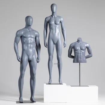 Черен, мускулест мъжки манекен Гари, модел-манекен в цял ръст, подпори за показване на спортни дрехи, рафтове за изложбата на стоки в магазин за мъжки облекла Z 3