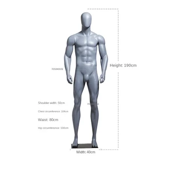 Черен, мускулест мъжки манекен Гари, модел-манекен в цял ръст, подпори за показване на спортни дрехи, рафтове за изложбата на стоки в магазин за мъжки облекла Z 5