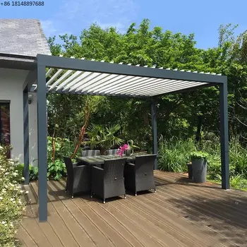 Градината на открито, алуминиева решетчатая покрив, pergola, прибиращ се ветрозащитная беседка С led осветление, електрическа завеса x4 1