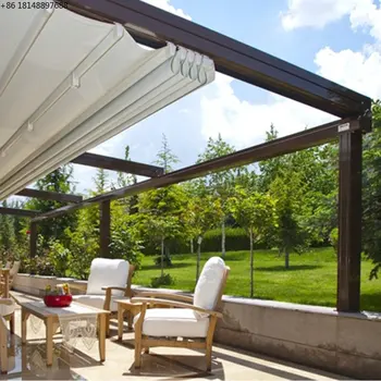 Градината на открито, алуминиева решетчатая покрив, pergola, прибиращ се ветрозащитная беседка С led осветление, електрическа завеса x4 2