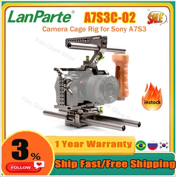 Закрепване за камерата Lanparte A7S3 за Sony с Горната Дръжка за Управление REC и Дървена Странична Дръжка за Аксесоари за Slr