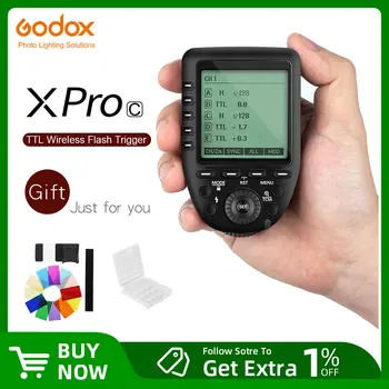 Предавател Стартиране на флаш Godox XPro-C с LCD екран E-TTL II 2.4 G Wireless X System HSS за Цифров Огледално-рефлексен Фотоапарат Canon