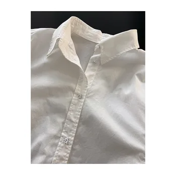 Жените риза yuerwang 2023, Пролет-лято, Памучен Бяло-розова блуза, Модерни, Универсални Прости Обикновена Свободни дамски блузи за почивка, Новост 5