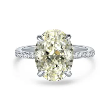 Нов пръстен от Розово злато, проба 925 с имитация на Диамант с Овална форма 9 *13 Радиан с диамантен пръстен на дъното на рязане в 4 карата 2