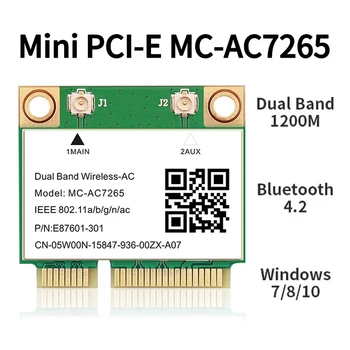 1200 Mbps Bluetooth 4.2 Half Mini PCI-E Wifi Карта MC-AC7265 Безжична Intel 7265 802.11 ac 2.4 G 5 Ghz процесор За Лаптоп Intel 7260 7260HMW