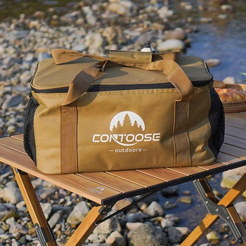 Чанта за съхранение на походного екипировка от плат Оксфорд, комплект за пикник на открито, чанта за багаж с голям капацитет с множество джобове, за да проверите за барбекю, пътуване 0