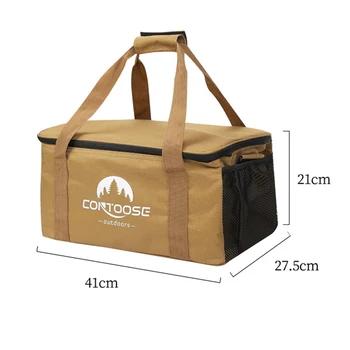Чанта за съхранение на походного екипировка от плат Оксфорд, комплект за пикник на открито, чанта за багаж с голям капацитет с множество джобове, за да проверите за барбекю, пътуване 3