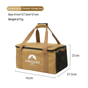 Чанта за съхранение на походного екипировка от плат Оксфорд, комплект за пикник на открито, чанта за багаж с голям капацитет с множество джобове, за да проверите за барбекю, пътуване 4