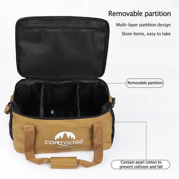Чанта за съхранение на походного екипировка от плат Оксфорд, комплект за пикник на открито, чанта за багаж с голям капацитет с множество джобове, за да проверите за барбекю, пътуване 5